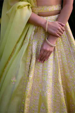Lehenga Set for Indian Wedding – Sunshine Yellow Gota by Shyam Narayan Prasad