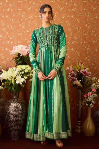 Anarkali Set – Green Festive Wedding Embroidered – Shyam Narayan Prasad
