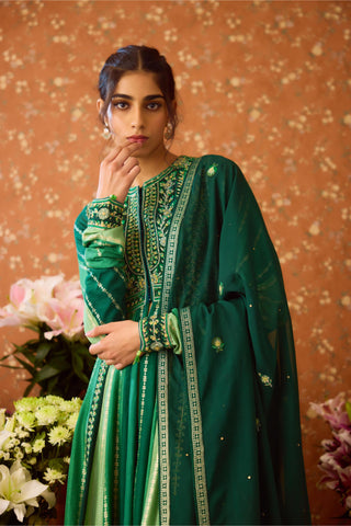 Anarkali Set – Green Festive Wedding Embroidered – Shyam Narayan Prasad