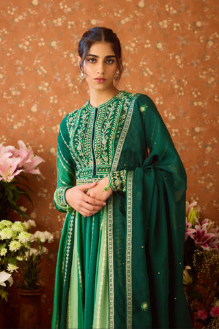 Anarkali Set – Green Festive Wedding Embroidered – Shyam Narayan Prasad