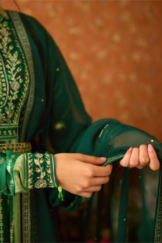 Anarkali Set – Green Festive Wedding Embroidered – Shyam Narayan Prasad