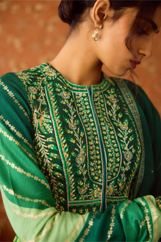 Anarkali Set – Green Festive Wedding Embroidered – Shyam Narayan Prasad