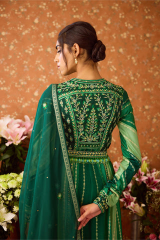 Anarkali Set – Green Festive Wedding Embroidered – Shyam Narayan Prasad