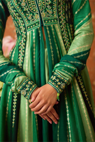 Anarkali Set – Green Festive Wedding Embroidered – Shyam Narayan Prasad