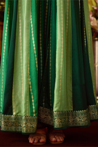 Anarkali Set – Green Festive Wedding Embroidered – Shyam Narayan Prasad