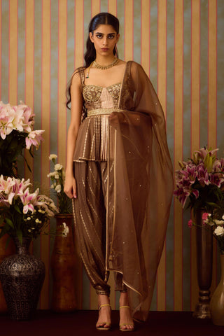 Top with Dhoti Pant – Brown Festive Wedding – Shyam Narayan Prasad