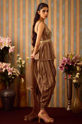 Top with Dhoti Pant – Brown Festive Wedding – Shyam Narayan Prasad