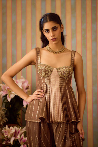 Top with Dhoti Pant – Brown Festive Wedding – Shyam Narayan Prasad