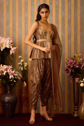 Top with Dhoti Pant – Brown Festive Wedding – Shyam Narayan Prasad