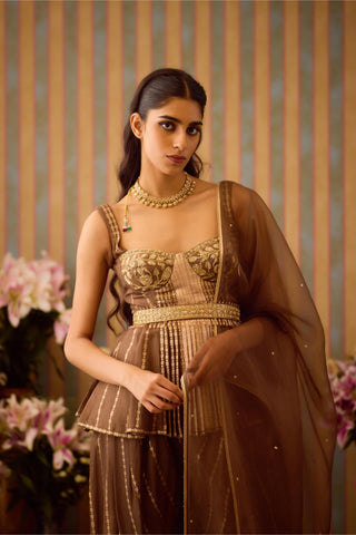 Top with Dhoti Pant – Brown Festive Wedding – Shyam Narayan Prasad