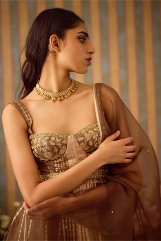 Top with Dhoti Pant – Brown Festive Wedding – Shyam Narayan Prasad