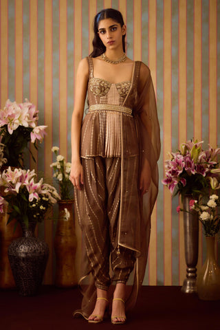 Top with Dhoti Pant – Brown Festive Wedding – Shyam Narayan Prasad