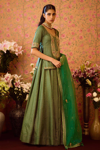 Kurta with Lehenga Set – Green Festive Wedding – Shyam Narayan Prasad