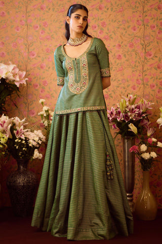 Kurta with Lehenga Set – Green Festive Wedding – Shyam Narayan Prasad