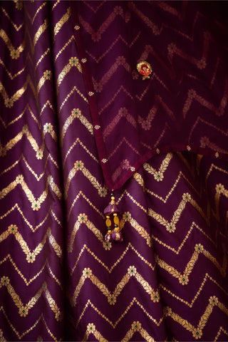 Purple festive wedding lehenga set