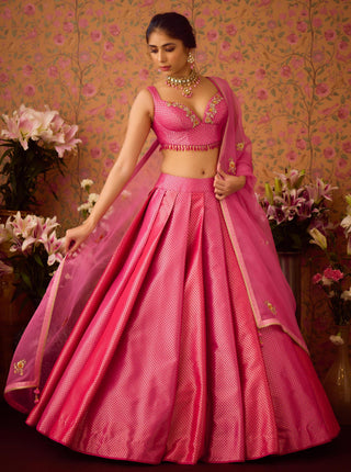 Lehenga Set – Pink Festive Wedding Embroidered – Shyam Narayan Prasad
