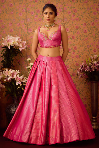 Lehenga Set – Pink Festive Wedding Embroidered – Shyam Narayan Prasad