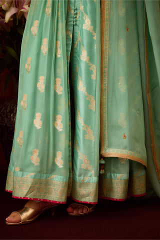Anarkali Set – Green Festive Wedding Zardozi – Shyam Narayan Prasad