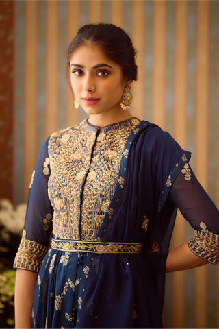 Anarkali Set – Blue Festive Wedding – Shyam Narayan Prasad