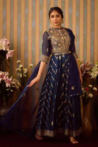 Anarkali Set – Blue Festive Wedding – Shyam Narayan Prasad