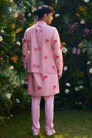 kurta set â€“ Indian Wedding â€“ Prism Pink Dori Quilted Waistcoat Set â€“ by Shyam Narayan Prasad