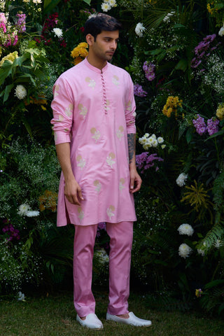 summer wedding kurta set – Indian Wedding – Pink Waistcoat Style – by Shyam Narayan Prasad
