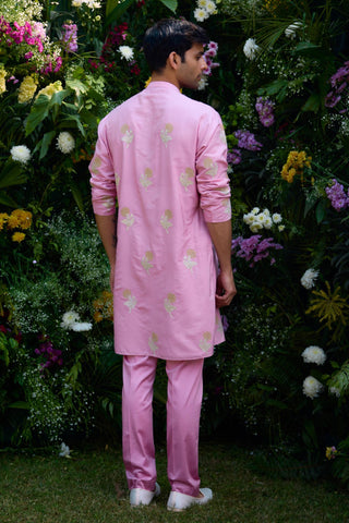 summer wedding kurta set – Indian Wedding – Pink Waistcoat Style – by Shyam Narayan Prasad