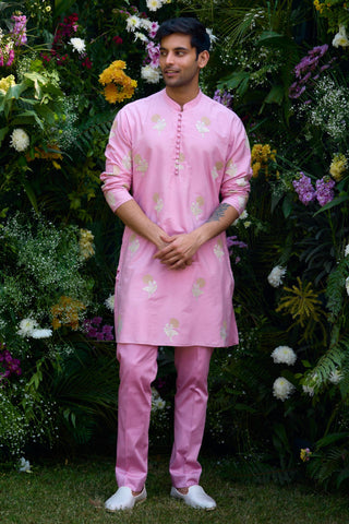 summer wedding kurta set – Indian Wedding – Pink Waistcoat Style – by Shyam Narayan Prasad