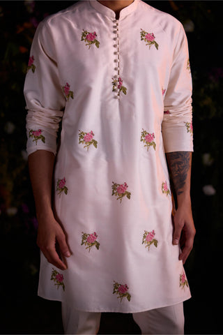kurta for men – Contemporary Wear – Papyrus White Silk Chanderi – by Shyam Narayan Prasad