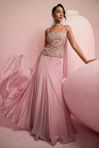 Lehenga Set For Festive Wear - Purple Solene Lehenga Set by Prevasu