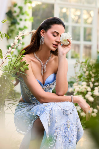 Skirt Set for Indian Weddings – Blue Sonata Topaz by Rianta's