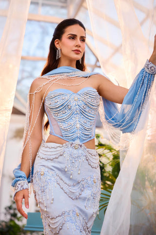Skirt Set for Indian Weddings – Blue Sonata Topaz by Rianta's