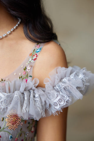 Gray Gown for Contemporary Wear – Sparrow by Shasha Gaba