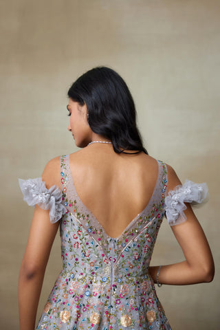 Gray Gown for Contemporary Wear – Sparrow by Shasha Gaba