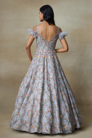 Gray Gown for Contemporary Wear – Sparrow by Shasha Gaba