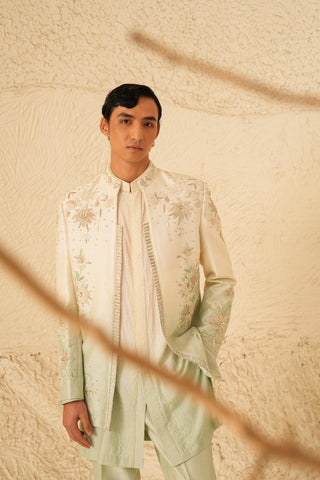 Indo Western Jacket Set for Contemporary Wear – Ivory Serenel Aeris by Shreyansh Designs