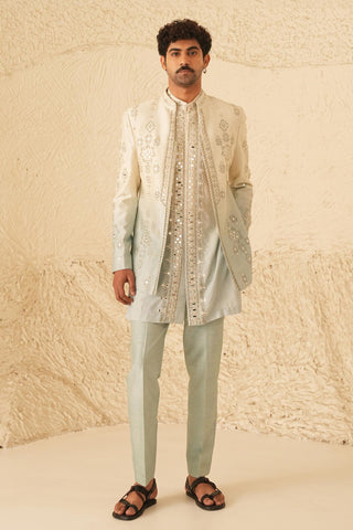 Indo Western Jacket Set for Indian Wedding – Ivory Serenel Argon by Shreyansh Designs