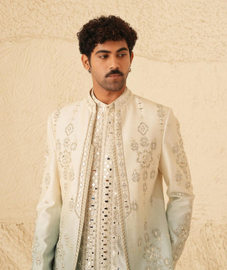 Indo Western Jacket Set for Indian Wedding – Ivory Serenel Argon by Shreyansh Designs
