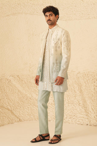 Indo Western Jacket Set for Indian Wedding – Ivory Serenel Argon by Shreyansh Designs
