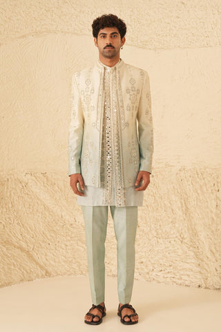 Indo Western Jacket Set for Indian Wedding – Ivory Serenel Argon by Shreyansh Designs