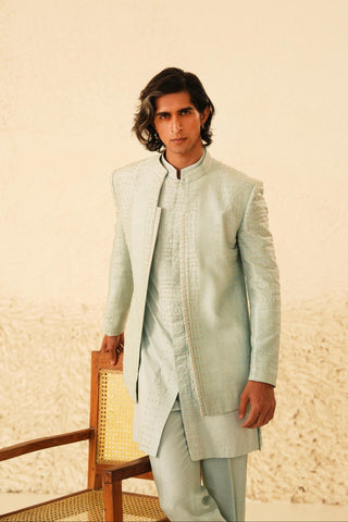 Indo Western Jacket Set for Indian Wedding – Blue Serenel Zoren by Shreyansh Designs