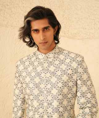 Ivory Bandhgala Set for Indian Wedding – Serenel Eryx by Shreyansh Designs