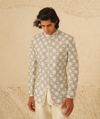 Ivory Bandhgala Set for Indian Wedding – Serenel Eryx by Shreyansh Designs