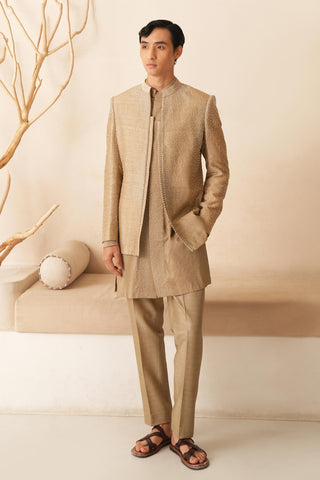 Gold Indo Western Jacket for Indian Wedding – Serenel Norein by Shreyansh Designs
