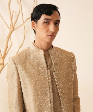 Gold Indo Western Jacket for Indian Wedding – Serenel Norein by Shreyansh Designs