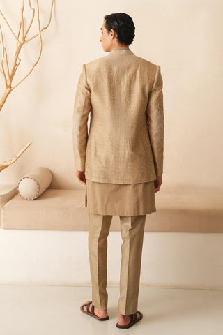 Gold Indo Western Jacket for Indian Wedding – Serenel Norein by Shreyansh Designs