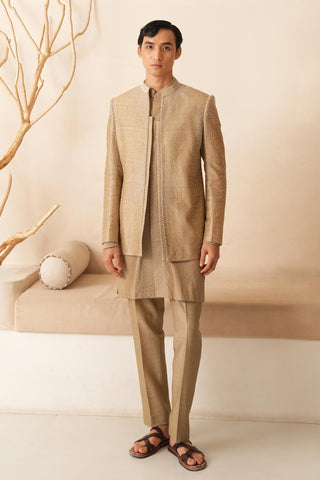 Gold Indo Western Jacket for Indian Wedding – Serenel Norein by Shreyansh Designs