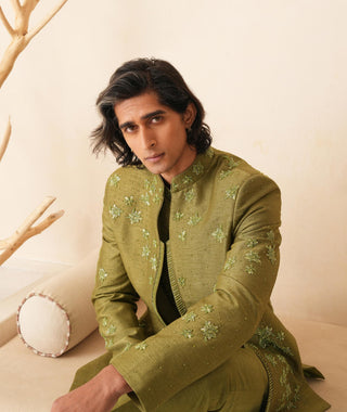 Green Indo Western Jacket for Indian Wedding – Serenel Edgar by Shreyansh Designs