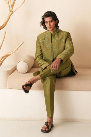 Green Indo Western Jacket for Indian Wedding – Serenel Edgar by Shreyansh Designs