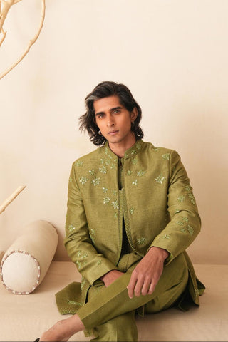 Green Indo Western Jacket for Indian Wedding – Serenel Edgar by Shreyansh Designs